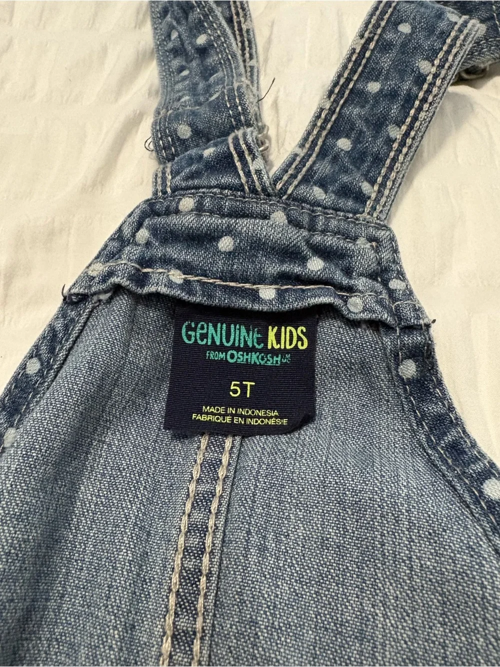 OshKosh B'gosh Denim Overalls with White Polka Dots